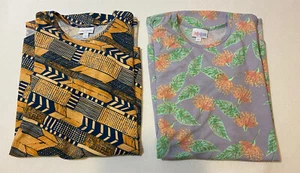 Lularoe T Shirt 12 Purple Green Blue Orange Floral Geo Irma Set Of 2  New - Picture 1 of 5