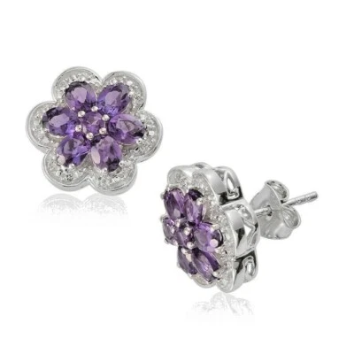 Aretes de amatista natural y topacio con plata de ley de 1,70 quilates Foto 1 de 2