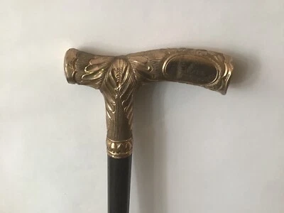 Bastón/presentación de bastón con mango de placa enrollable dorada 1854-1904 Judge Stewart Foto 1 de 4