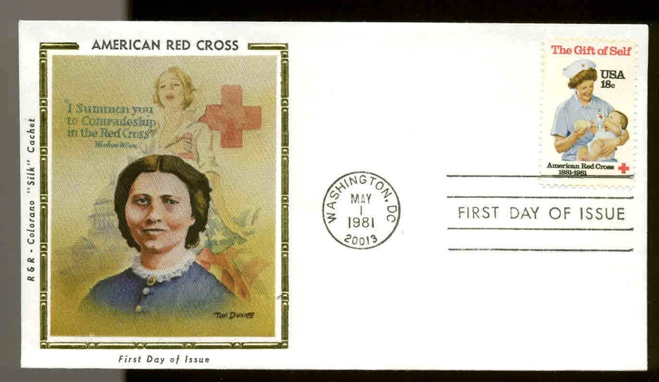 U.S. FDC #1910 R & R Colorano "Silk" Cachet Washington, DC Red Cross 1881-1981 - Image 1 of 1