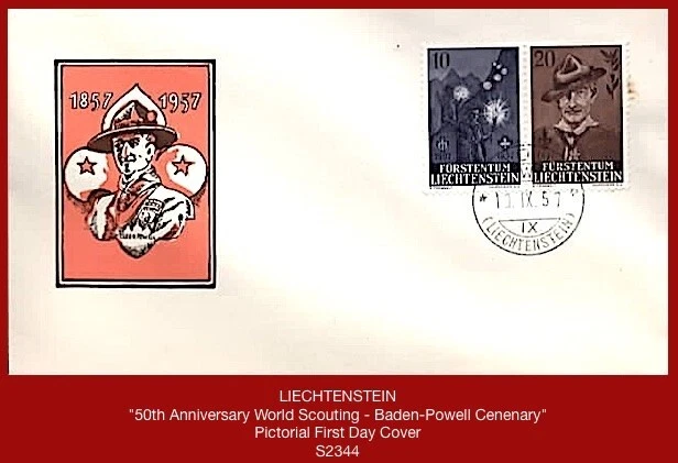 LIECHTENSTEIN 1957 -"50th Anniv. World Scouting" - First Day Cover ^ - Image 1 of 1