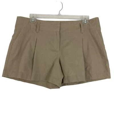 Shorts Ann Taylor Feminino 14 Mescla de Linho Cintura Alta Bolsos Plissados 4" Costura Interna Bronzeado - Imagem 1 de 4