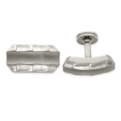 Edward Mirell Titanium Brushed & Polished Faceted Edges Cufflinks - Image 1 of 4