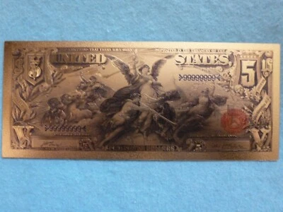 1886 series,999 Gold leaf-colored 5 Dollars.  - Image 1 of 2