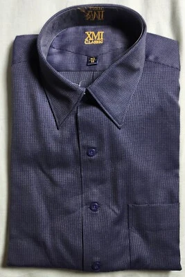 Camisa de vestir clásica XMI para hombre azul oscuro 100 % algodón talla 15,5 33 Foto 1 de 4