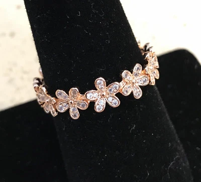 Pandora Dazzling Daisies Rose Clear CZ Ring #180934CZ +HINGED BOX+POLISH CLOTH - Image 1 of 4