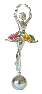 BALLERINA CLASSICA ARGENTATA SU SFERA CRYSTOCRAFT BOMBONIERE DI LUSSO - Immagine 1 di 4