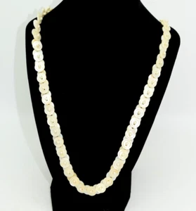 Mother of Pearl Button Necklace Flapper Art Deco Long Statement Vintage 30” - Picture 1 of 5