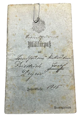 WWI Original Imperial German Military Pass DEGEN Horse Depot Antwerpen 1915 - Image 1 of 4