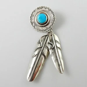Colgante Navajo Genuino Único en Su Clase Plata Esterlina Turquesa Hecho a Mano Firmado - Imagen 1 de 4