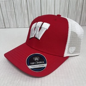 Cappello berretto Wisconsin Badgers snapback camionista uomo college NCAA TOW rosso bianco - Foto 1 di 5