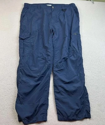 Columbia PFG Pants Mens 40X30 Blue Nylon Flat Front Cargo OmniShade Lightweight - Image 1 of 4
