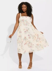 Vestido Torrid Midi Chifón Cintura Imperio Crema Floral Talla 2 ¡NUEVOS CON ETIQUETAS! - Imagen 1 de 8