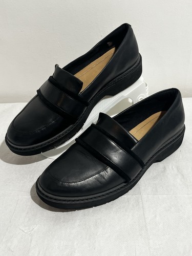 Scarpe mocassini Clarks Alexa Ruby UK 7 5 D in pelle nera antiscivolo