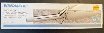 Vintage WINDMERE  Dry Curling Iron With  5/8"  Chrome-Plated Barrel White NEW - Image 1 of 4