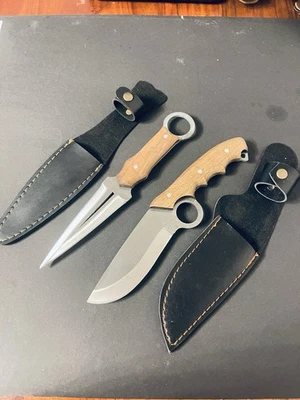 Zweier-Set – Handgefertigte Jagd- & Sammlermesser mit Nussbaumholzgriff - Bild 1 von 4