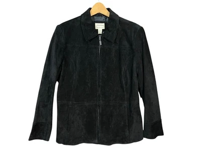 St Johns Bay Cuero Negro Lavable Gamuza Para Mujer Talla L Cremallera Cuello Suave! Foto 1 de 4