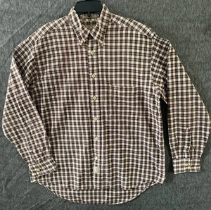 Khaki's by Arrow Shirt Mens Medium Brown Plaid Oxford Button Down Long Sleeve - Picture 1 of 4