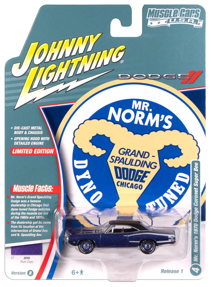 Dodge Super Bee Mr. 1979 Norm's Purple Johnny Lightning Muscle Cars scala 1:64 - Immagine 1 di 1