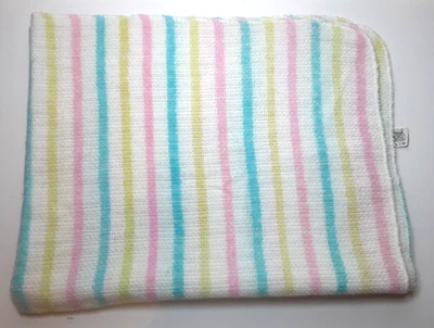 Cobertor de bebê vintage Beacon acrílico listrado pastel malha waffle 29 x 36 - Imagem 1 de 4