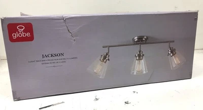 Globe Electric Jackson 2 pés 3 luzes níquel escovado kit de iluminação de pista vidro transparente - Imagem 1 de 2