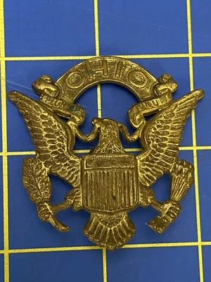 De colección Era Segunda Guerra Mundial Ohio Oficial Guardia Nacional Sombrero Insignia Uniforme Militar Medalla Foto 1 de 4