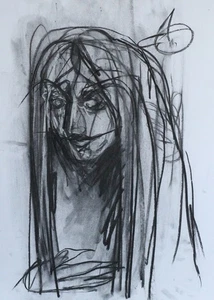 Wood Elf Original Charcoal And Chalk Fantasy Drawing On Paper - Picture 1 of 3