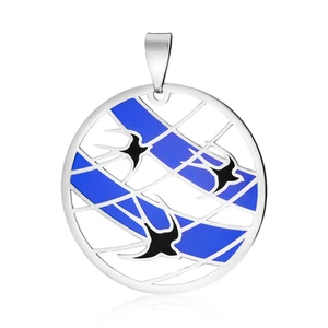 Kettenanhänger  Anhänger  Charm 925 Silber bunte Emaille Schwalbe Echtschmuck - Picture 1 of 4