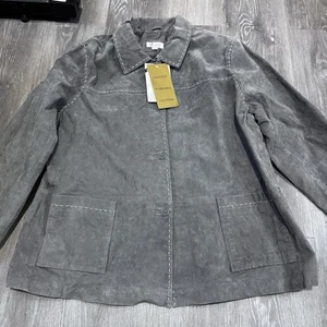 D & Co Denim Company Leather Jacket Gray Suede Ladies Sz XL New With Tags - Picture 1 of 8