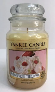 Yankee Candle STRAWBERRY BUTTERCREAM 22 oz Jar Candle NEW *Read* - Picture 1 of 5