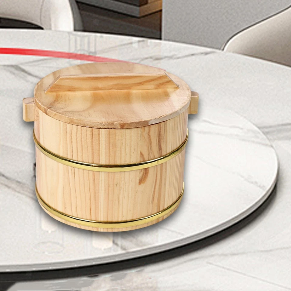 Wooden Steaming Rice Bucket Sturdy with Cover for Restaurant Home Appetizer - Image 1 of 1