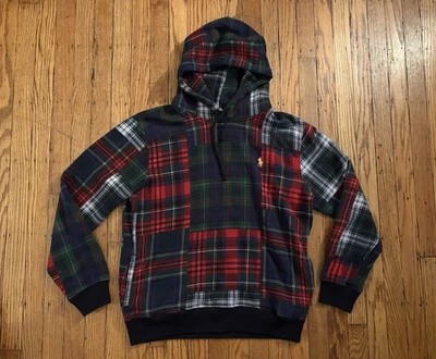 Moletom com capuz masculino polo Ralph Lauren patchwork xadrez tamanho MED - Imagem 1 de 4