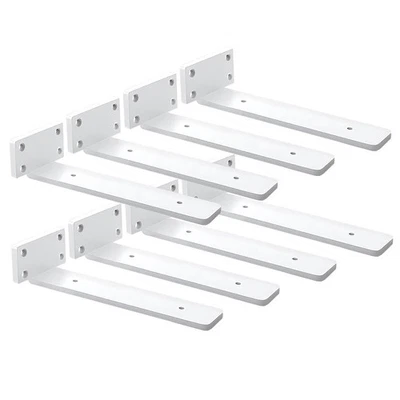 Pacote com 8 suportes de prateleira brancos 10 polegadas suporte de prateleira flutuante 1/5 polegada de espessura Hea... - Imagem 1 de 2