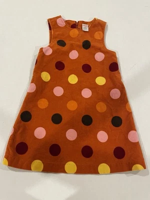 Vestido Jersey Gymboree Niñas Talla 5 Naranja Sin Mangas Pana Colorido Lunares Foto 1 de 4