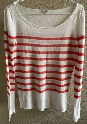 Suéter fino de lino a rayas blancas y corales T. BABATON ARITZIA para mujer talla pequeña Foto 1 de 4