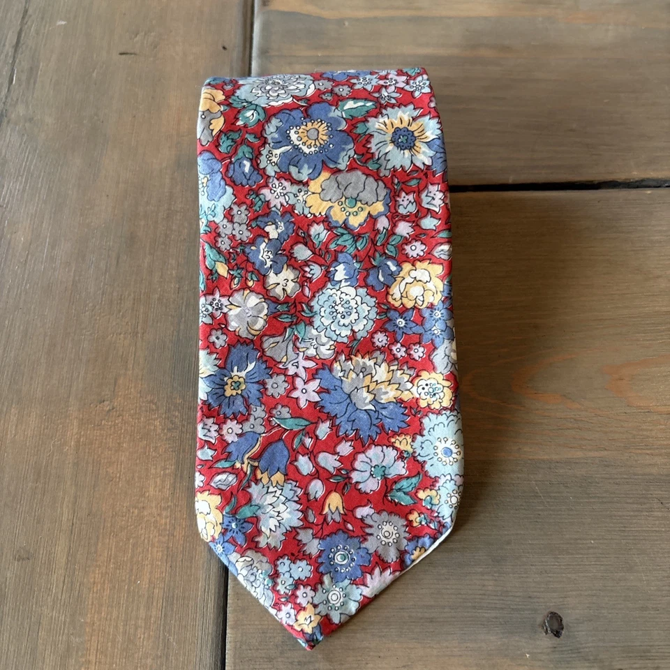 Corbata vintage Liberty of London 100 % algodón floral estampada en Inglaterra Foto 1 de 4