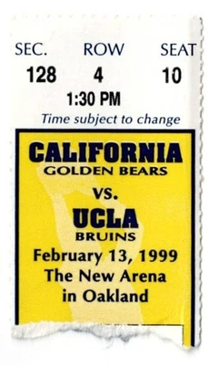 1999 CALIFORNIA GOLDEN BEARS vs UCLA BRUINS basketball ticket stub 2/13/99 - Image 1 of 2