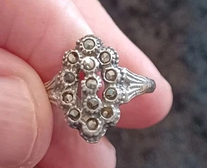Anillo Vintage Años 20 Plata de Ley 925 Marcasita Piedras - Imagen 1 de 11