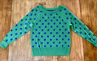 GAP Merino Wool Blend Pullover Sweater Blue Green Polka Dot Women’s L Tall NWT - Image 1 of 4