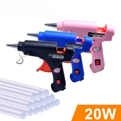 Hot Melt Glue Gun with 50 Adhesive Glue Sticks Electric 20w Mini Kids Art Craft