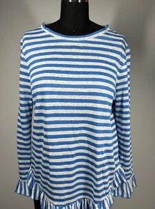 Boden Womens Dorothy 100% Linen Jersey Knit Top Stripes Ruffles Size 4 - Picture 1 of 14