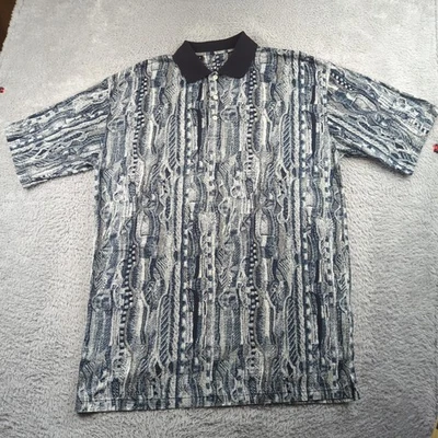Camisa De Colección Tundra Canadá Para Hombres L Gris Tejido 3D Estampado Polo Estilo Coogi Hip Hop Foto 1 de 4