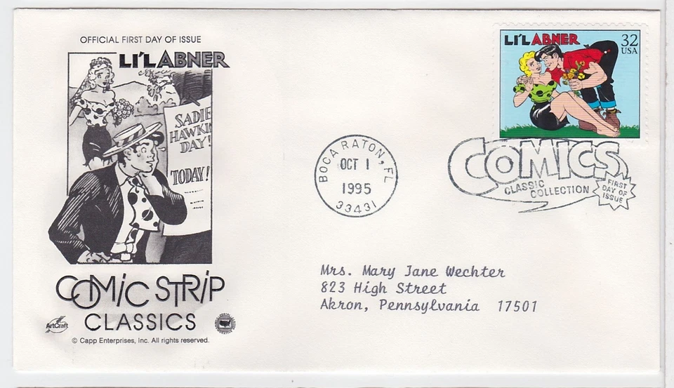 TurtlesTradingPost- Lil Abner- Comic Strips 1995- #3000q FDC Artcraft - Image 1 of 1