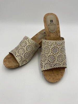 Sandal Wedge White Mountain Women Adira Sparkly Beige Metallic Cork Sz 11 Summer - Image 1 of 4