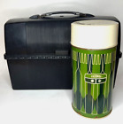 Thermos Lunch Pail Black Metal King Seeley Hot Cold Thermos Green Vintage As Is