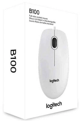 Logitech B100 - Optical Wired Mouse 3-buttons - Scroll Wheel - 800 DPI - White - Image 1 of 4