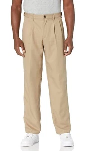 Amazon Essentials Men's Classic-Fit Expandable-Waist Pleated Dress Pant 40x32 - Picture 1 of 8