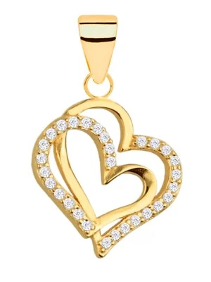 Kettenanhänger Gold Herz 925 18K vergoldet mit Zirkonia Damen Anhänger - Bild 1 von 3