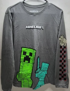 Boys 2XL Minecraft Creeper Long Sleeve T Shirt Size XXL 18 Gray NWT - Picture 1 of 3