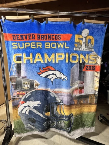 NFL Denver Broncos Fleece Throw Blanket • Super Bowl Champions 2015 • 57”X48” Cover